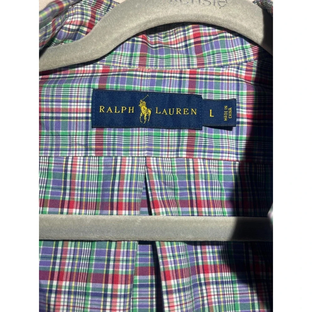POLO RALPH LAUREN MENS CLASSIC FIT PLAID BUTTON DOWN LONG-SLEEVE SHIRT SZ L U90